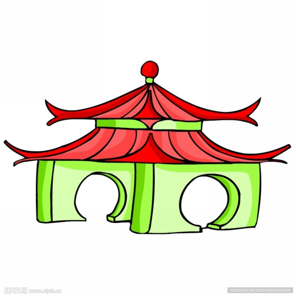 卡通中式建筑