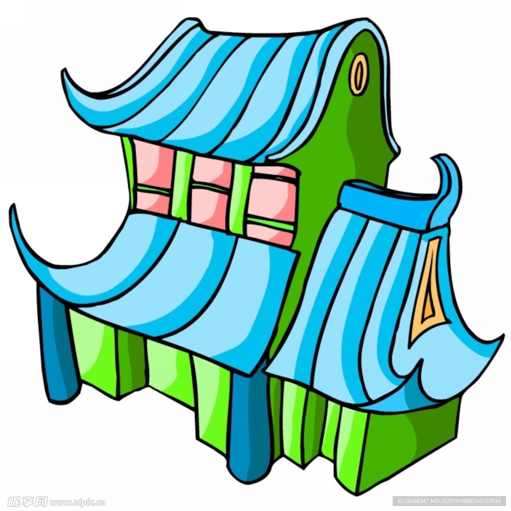 卡通中式建筑