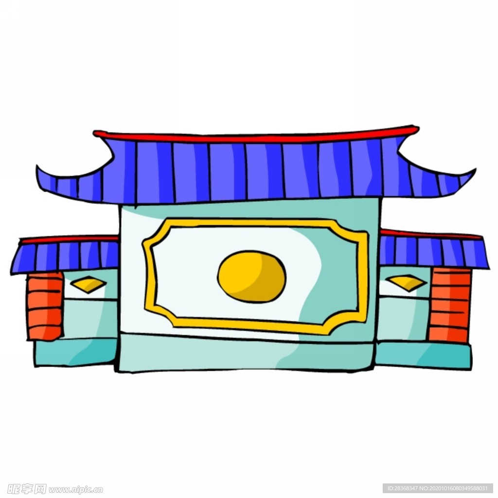 卡通中式建筑