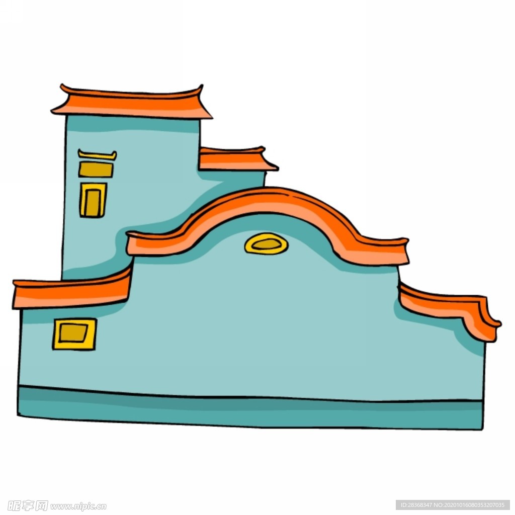 卡通中式建筑