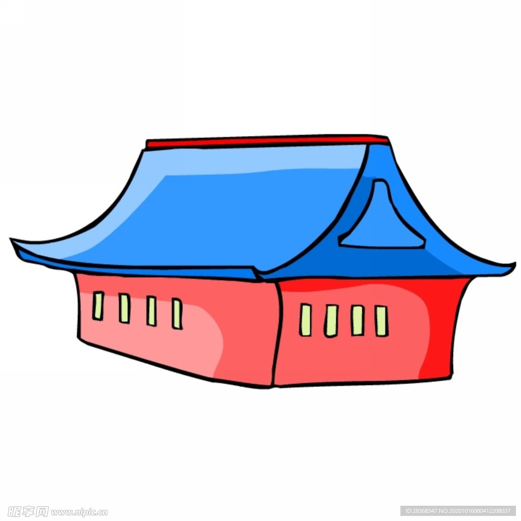 卡通中式建筑