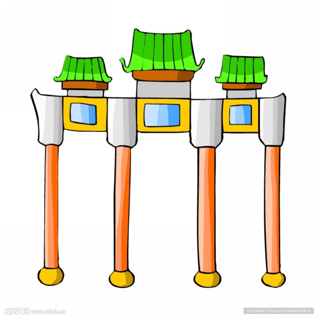 卡通中式建筑