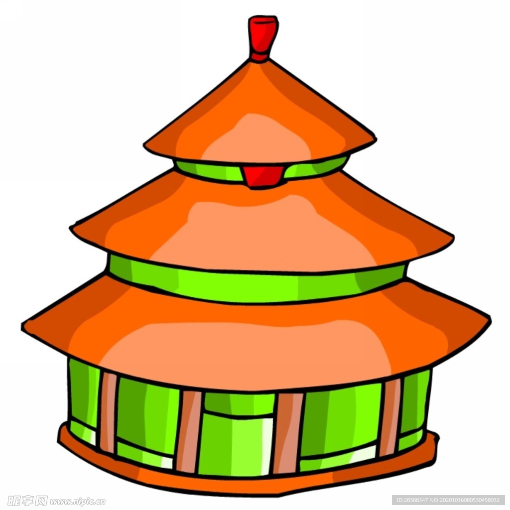 卡通中式建筑