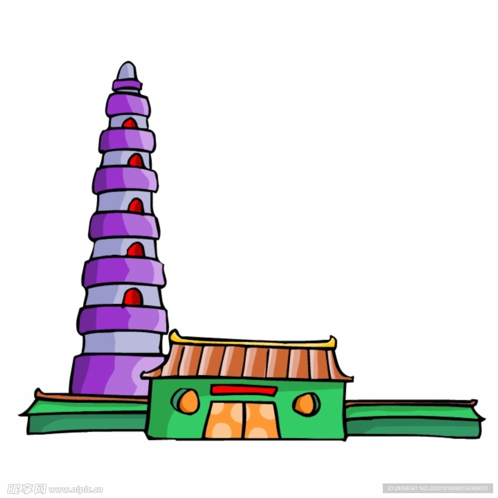 卡通中式建筑