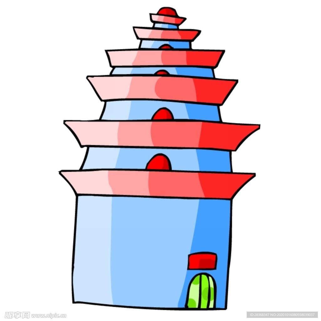 卡通中式建筑