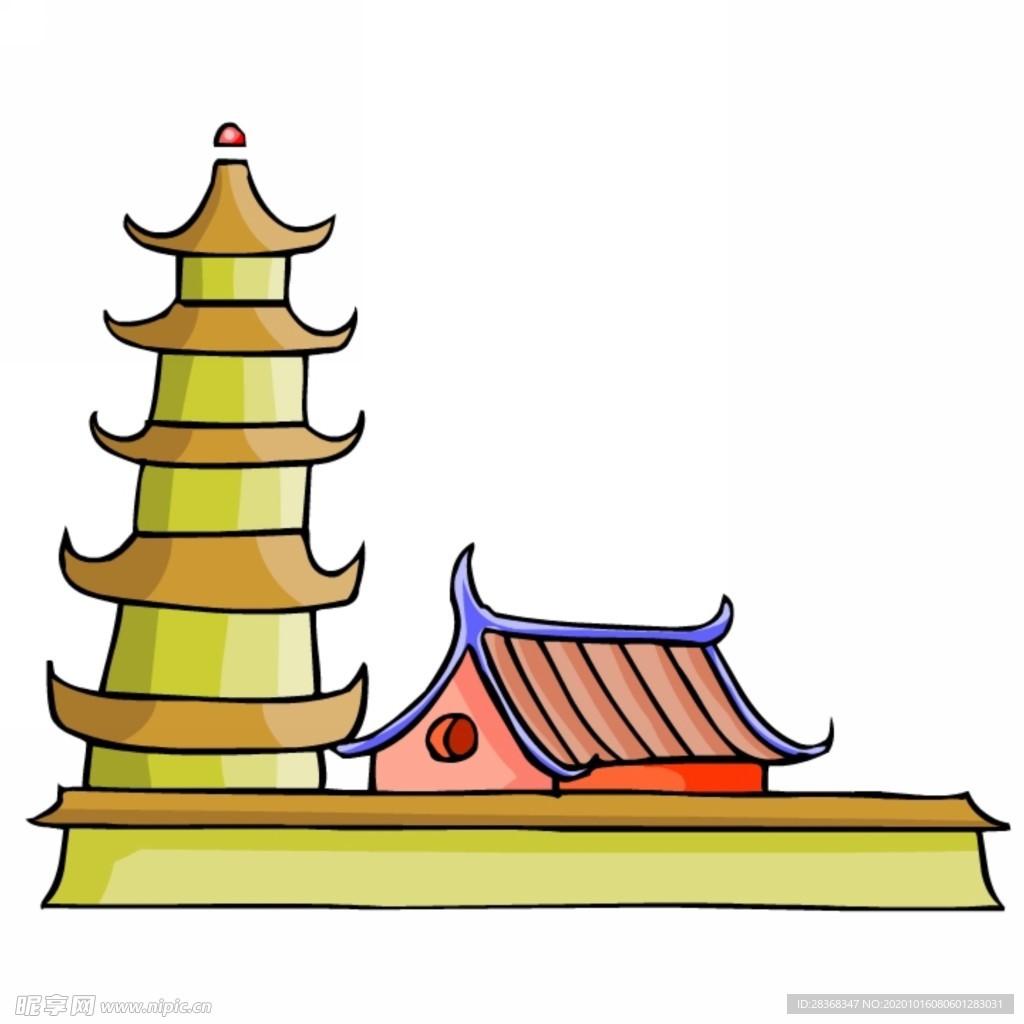 卡通中式建筑