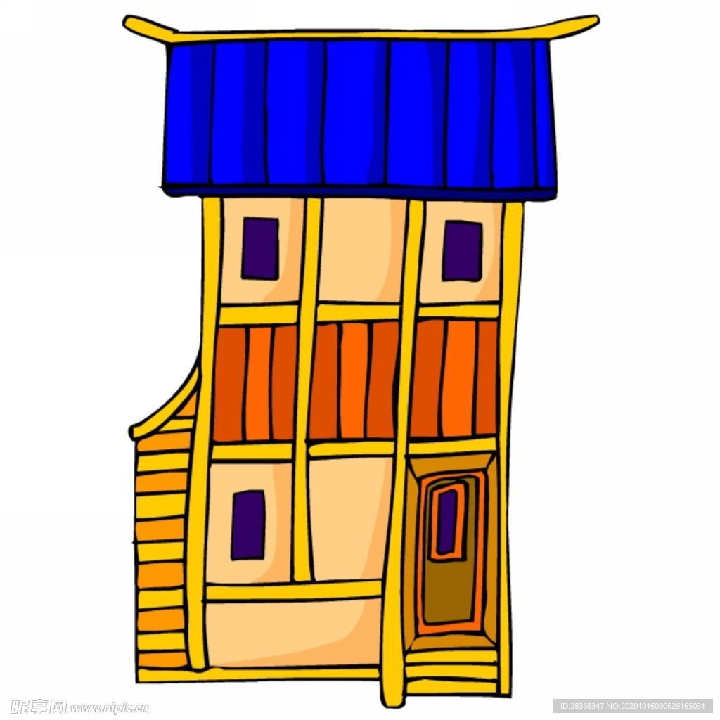 卡通中式建筑
