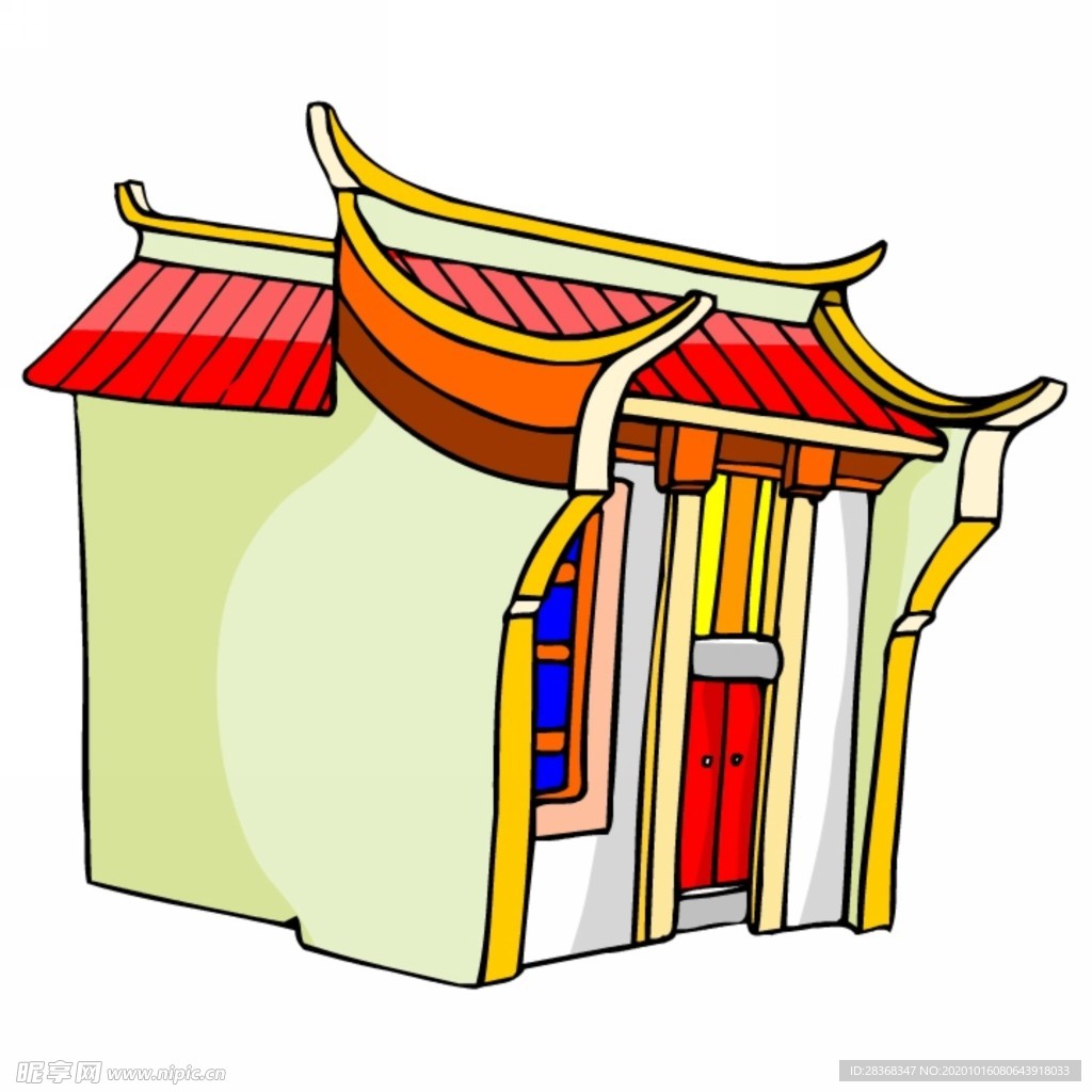 卡通中式建筑