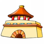 卡通中式建筑