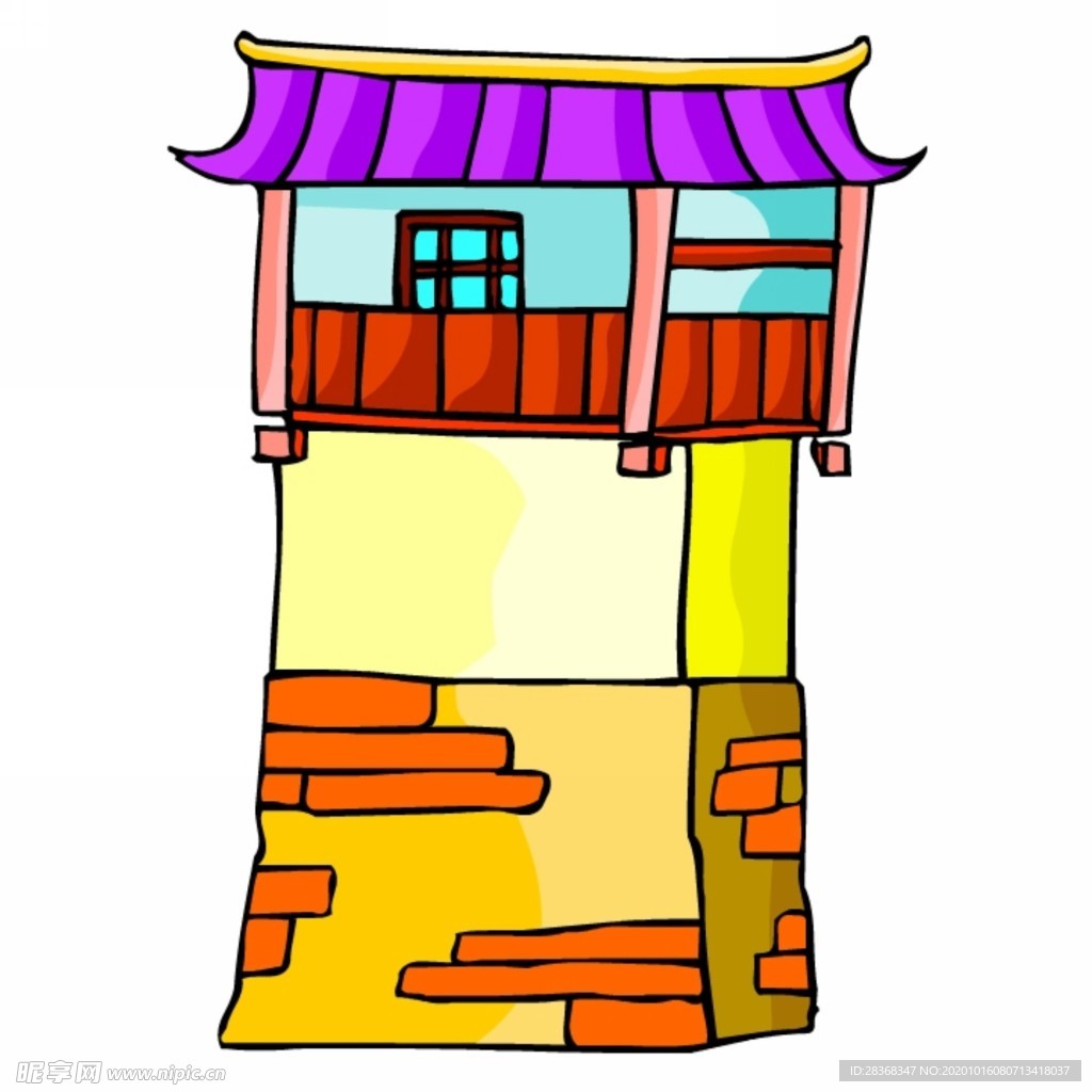卡通中式建筑