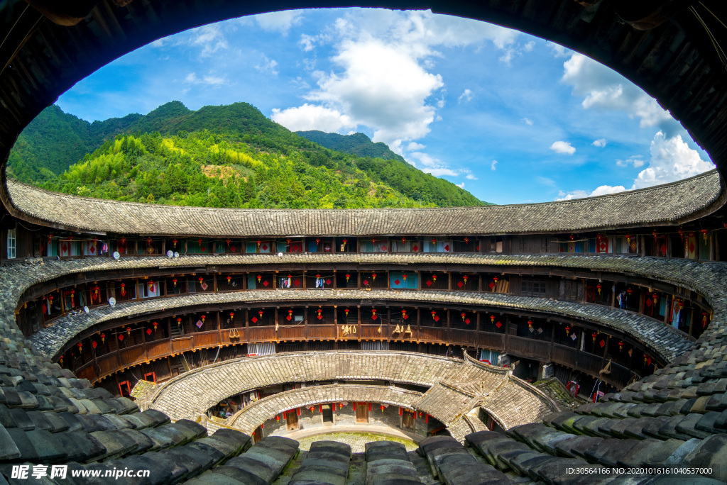 圆廊建筑旅游背景海报素材