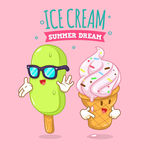 卡通风格彩色冰淇淋雪糕插图