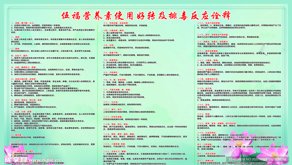 伍福营养素使用好转及排毒反应