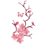 手绘粉色桃花树枝