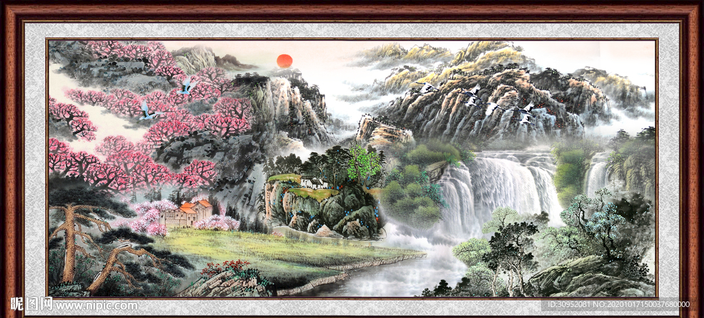 聚宝盆山水画