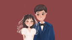 情侣男女结婚插画