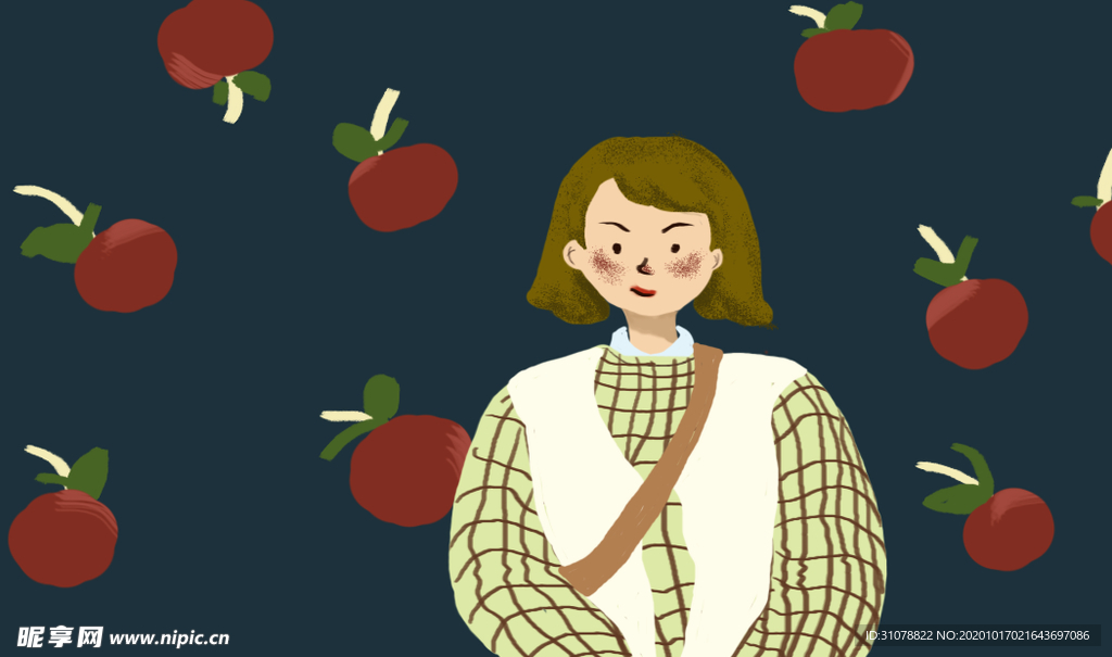 文艺可爱女孩子插画