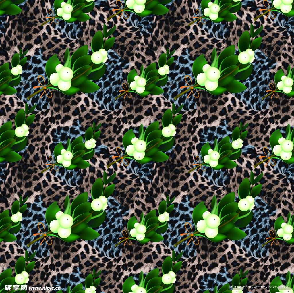 豹纹花卉背景