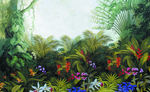 植物世界花草树木装饰背景壁画