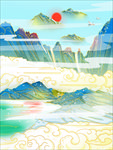 复古山水风景海报