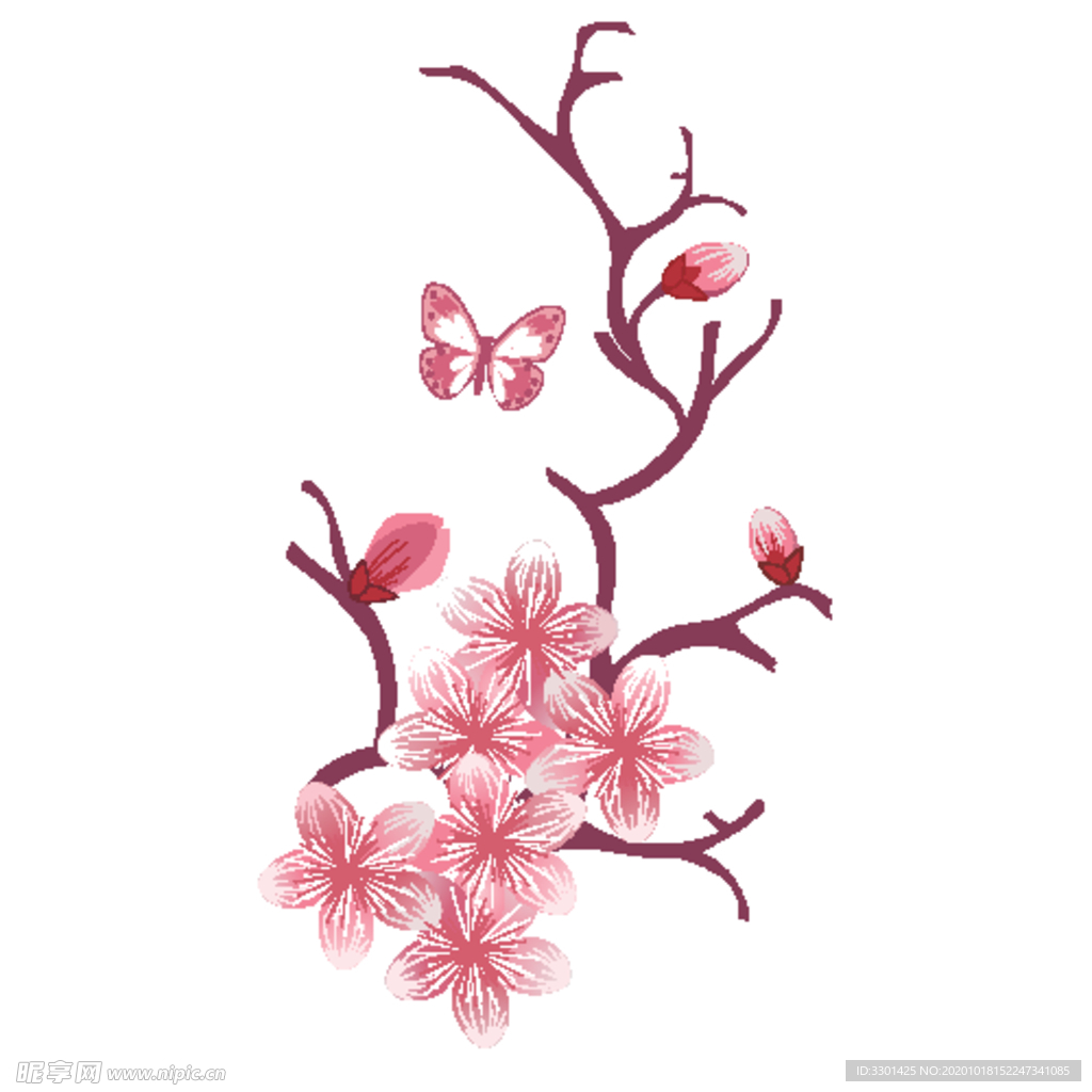手绘粉色桃花