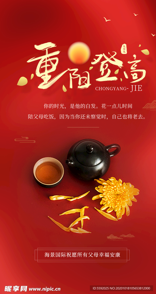 重阳登高红色菊花茶敬地产