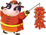 放鞭炮卡通牛素材