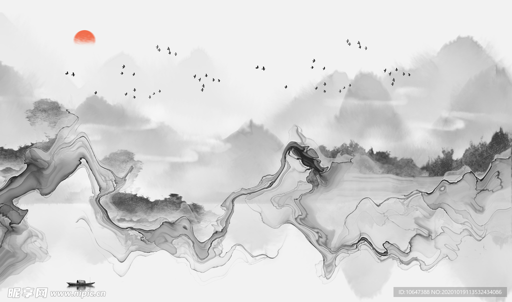 水墨山背景