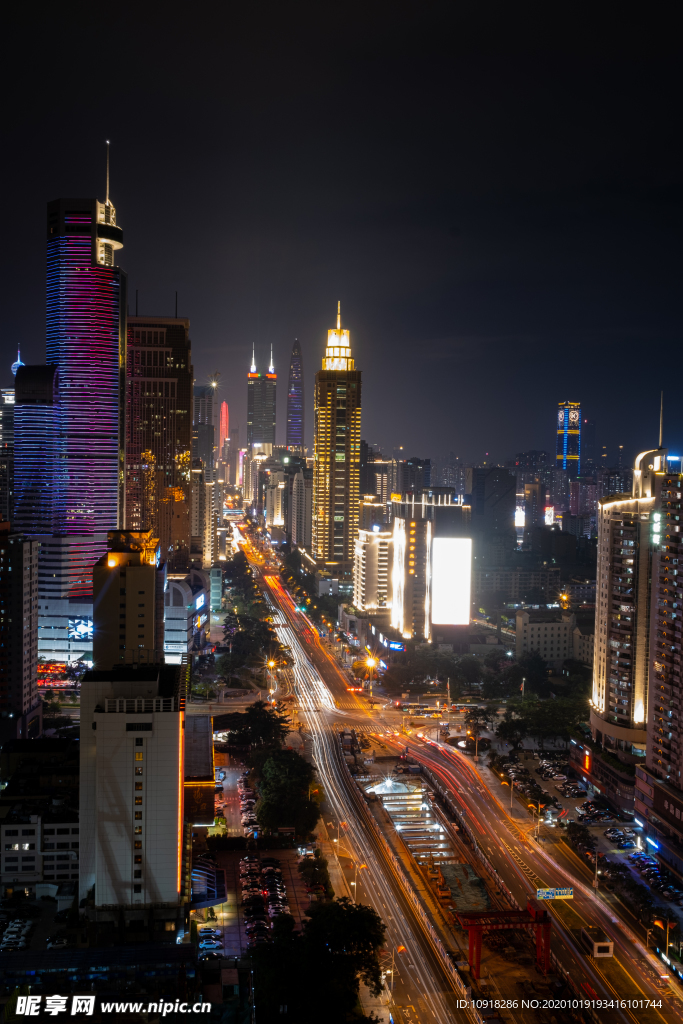 深圳深南大道城市夜景风光