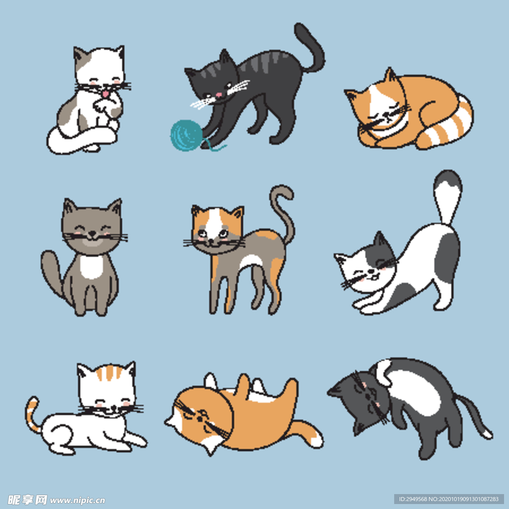 手画可爱的猫
