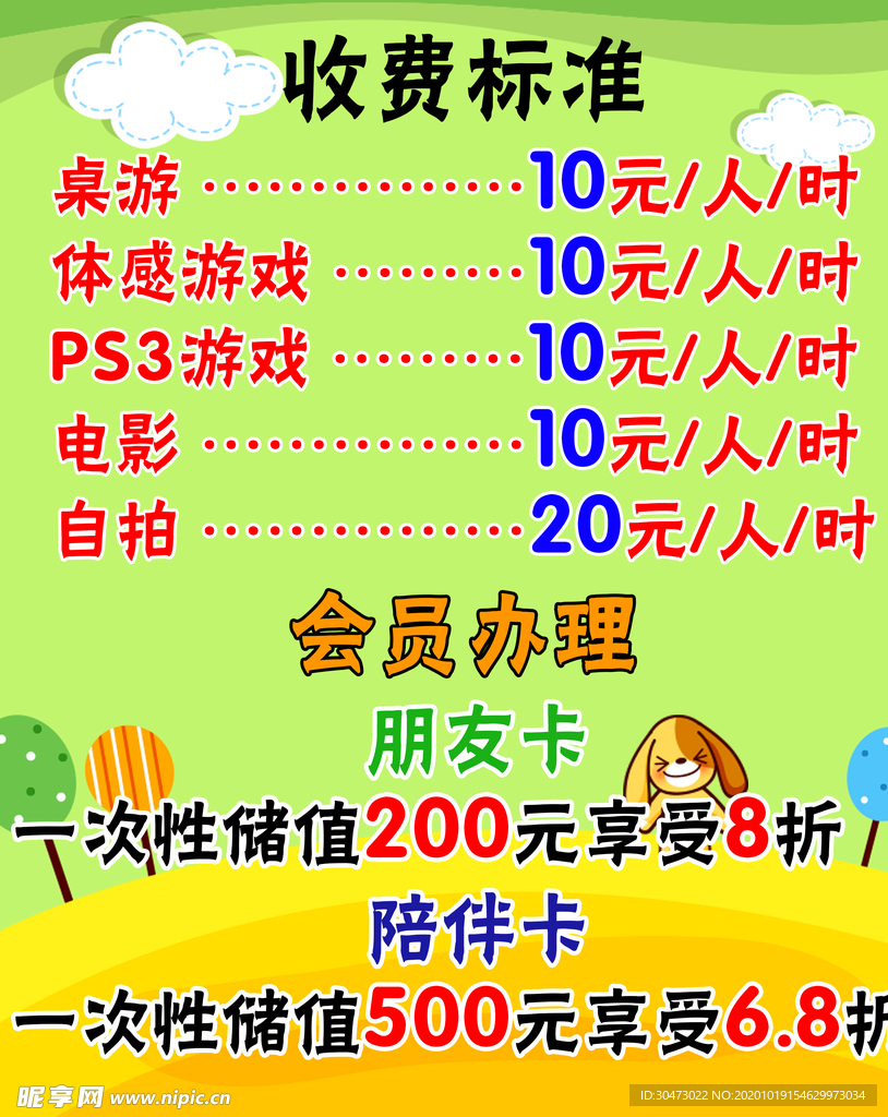 收费表
