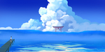 蓝色天空治愈插画背景海报素材