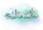 城市插画唯美背景海报素材