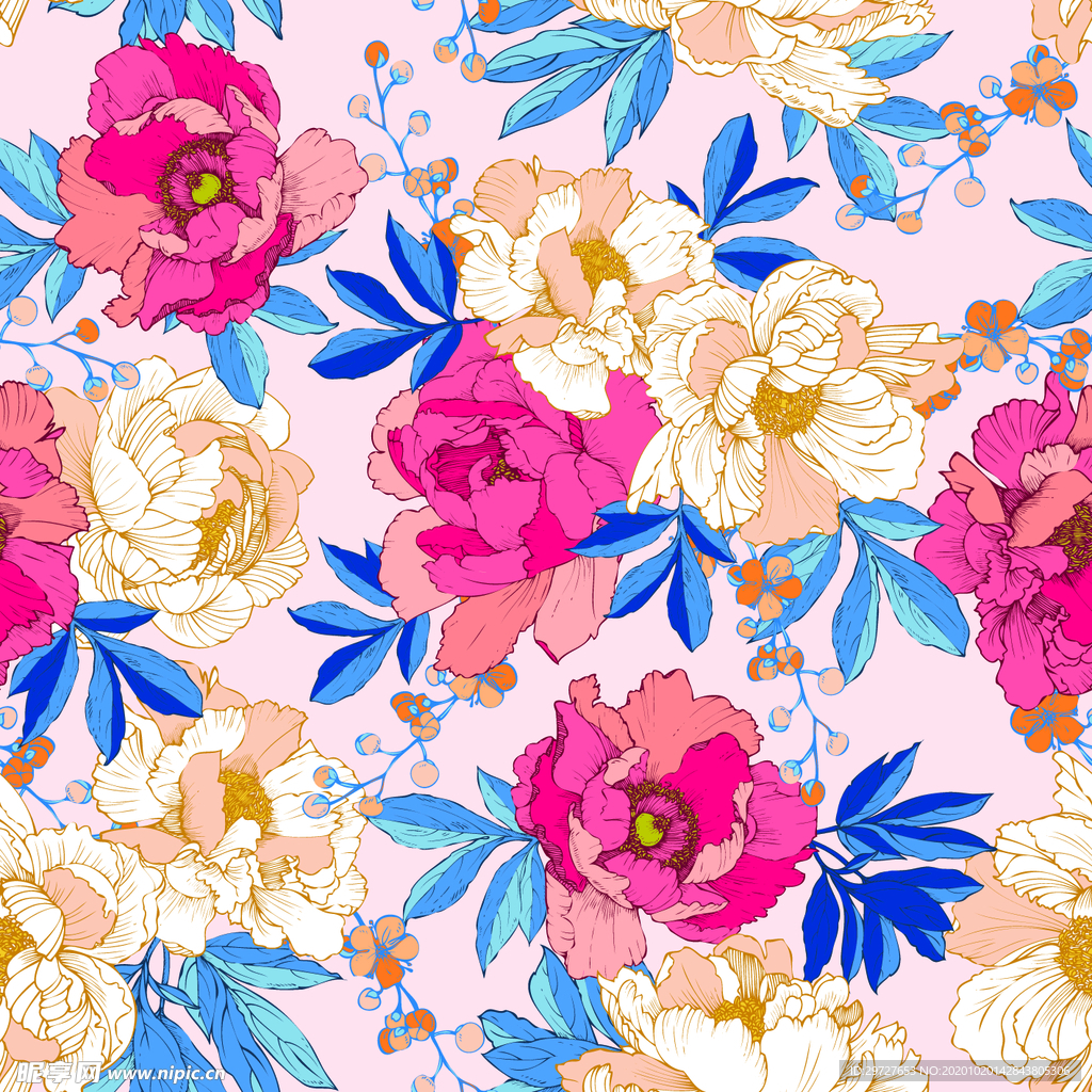 手绘花卉 花 热带花 线条花