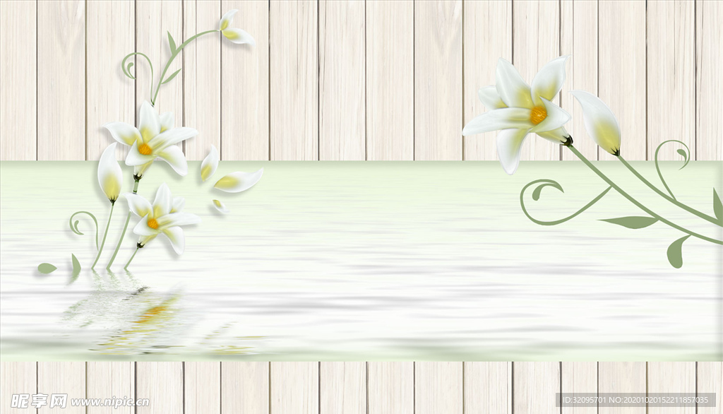 浮雕花 花藤 水波纹 背景墙