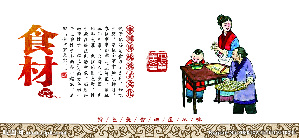 东北饺子餐饮文化展板
