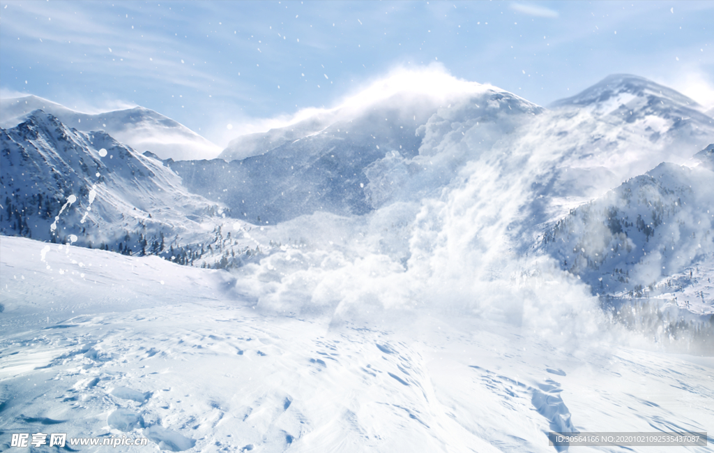 雪山雪崩白色山峰背景海报素材