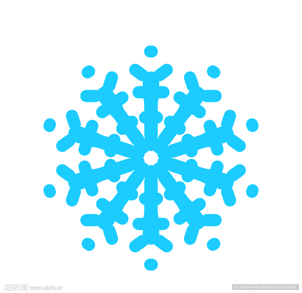手绘蓝色冬天免扣雪花