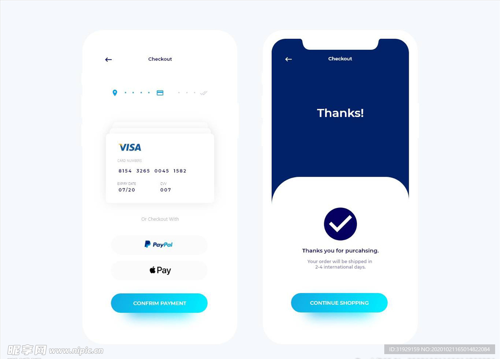 xd支付蓝色UI设计钱包页支付