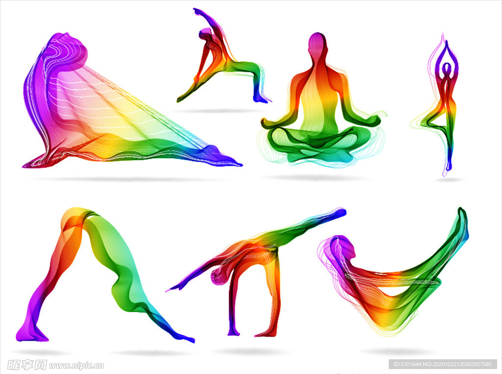 瑜珈彩色线描图