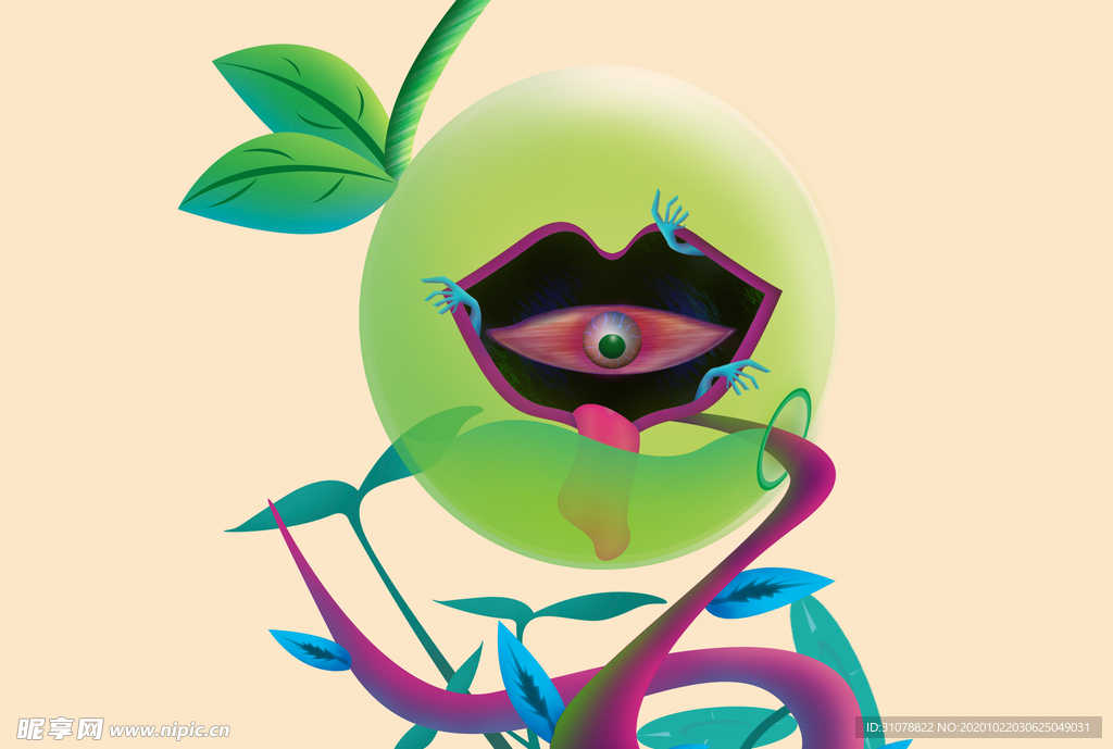 卡通创意人物配图插画