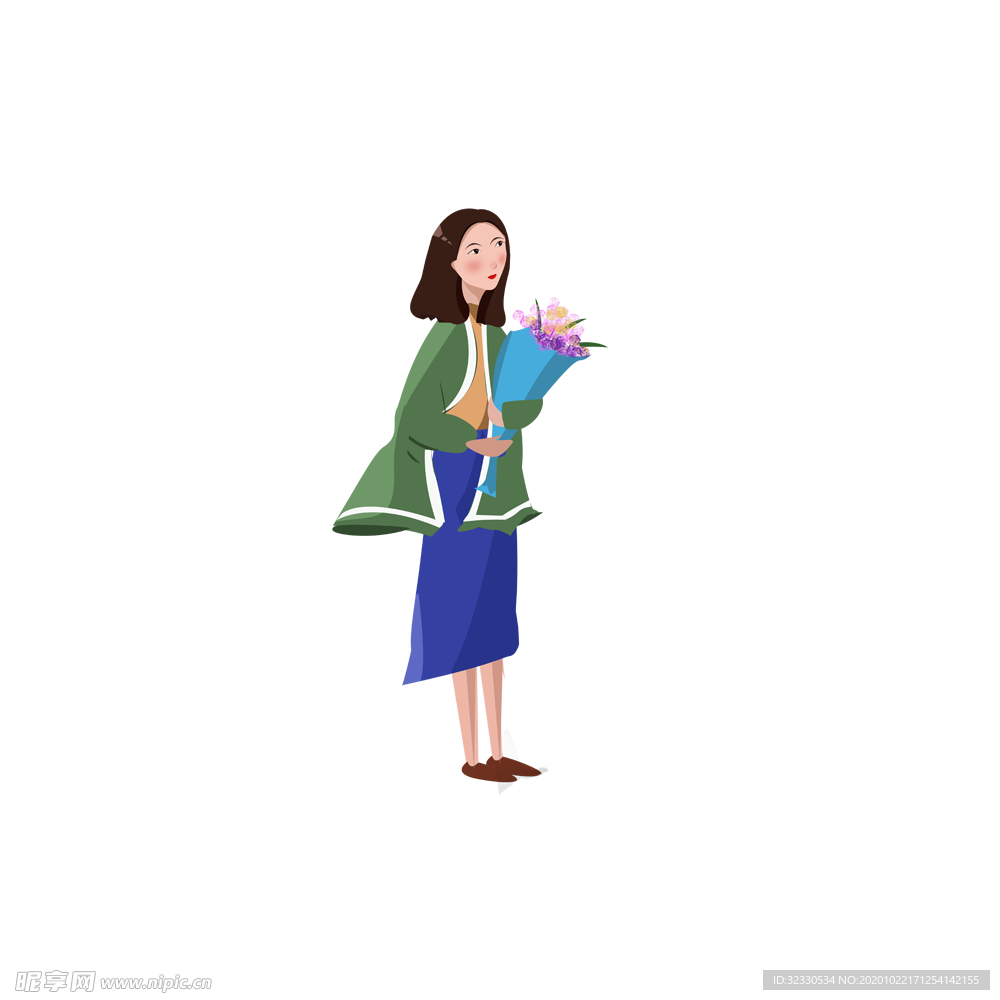 女孩插画透明背景图