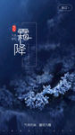 蓝色深色大气霜降节日节气海报