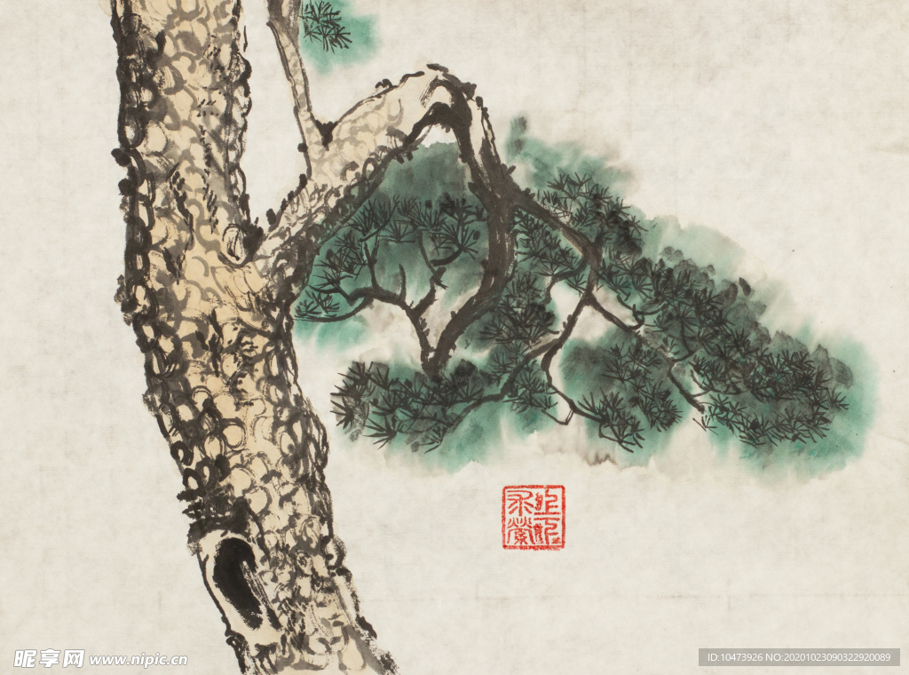 工笔画松树图片设计图__绘画书法_文化艺术_设计图库_昵图网