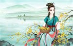 采花女中国元素海报