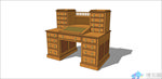 SU木质办公桌模型