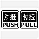推门请进 推拉开 公司玻璃贴纸