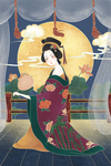 日式人物女性复古背景海报素材