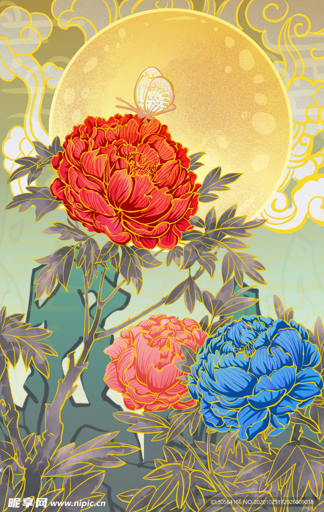 菊花花朵复古背景海报素材