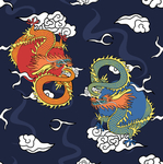 中国风 龙 数码印花